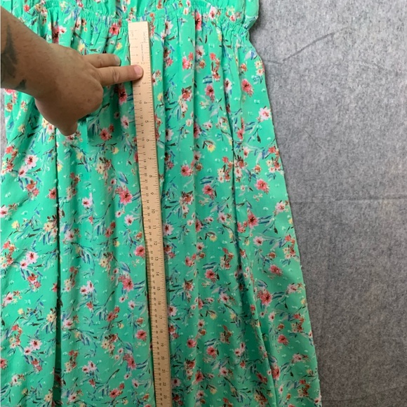 Promesa Women Size Large High Low sleeveless green floral maxi dress - Picture 7 of 9